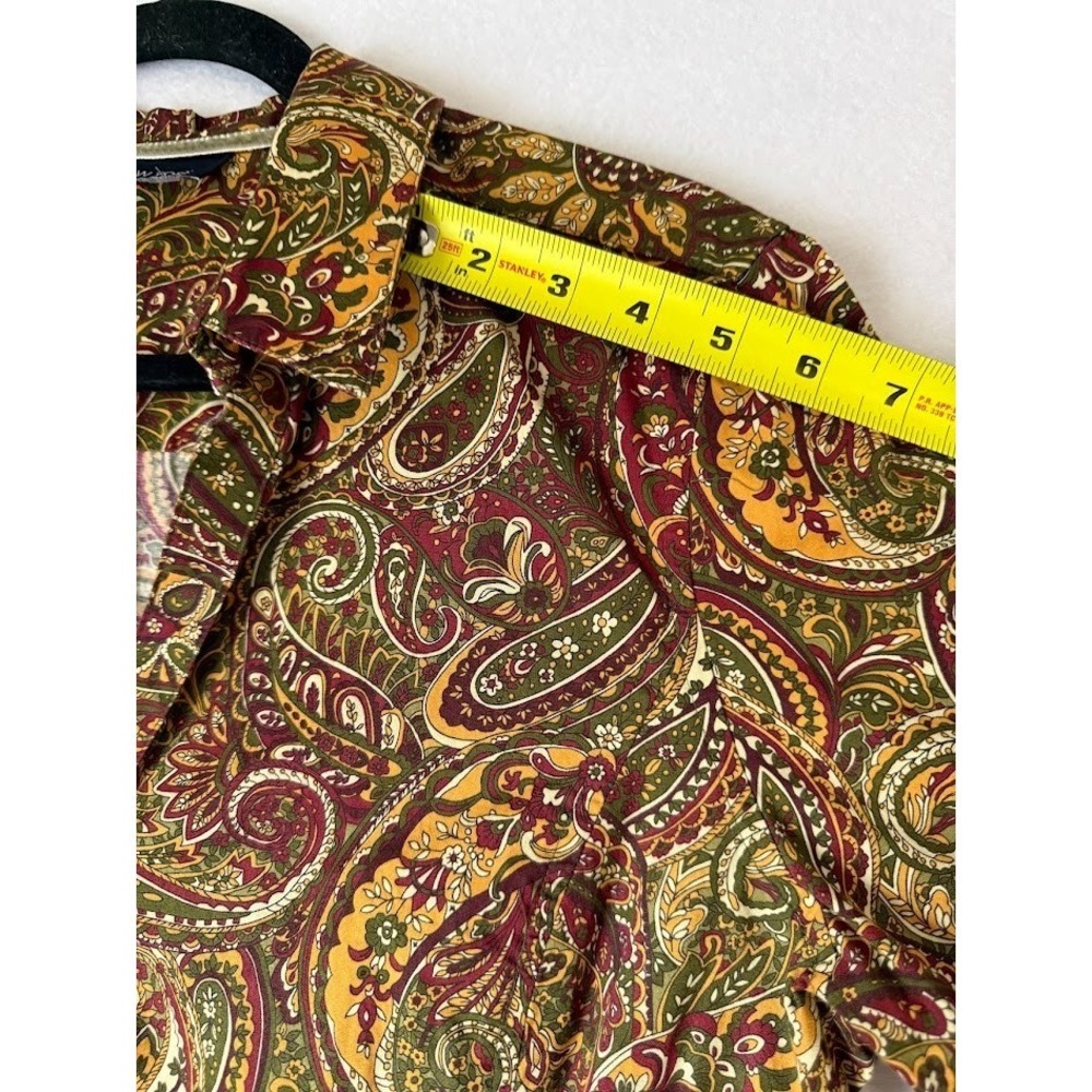 Jones New York Shirt Women XL Fall Colors Paisley Multicolor Cotton Boho V Neck - Picture 5 of 15